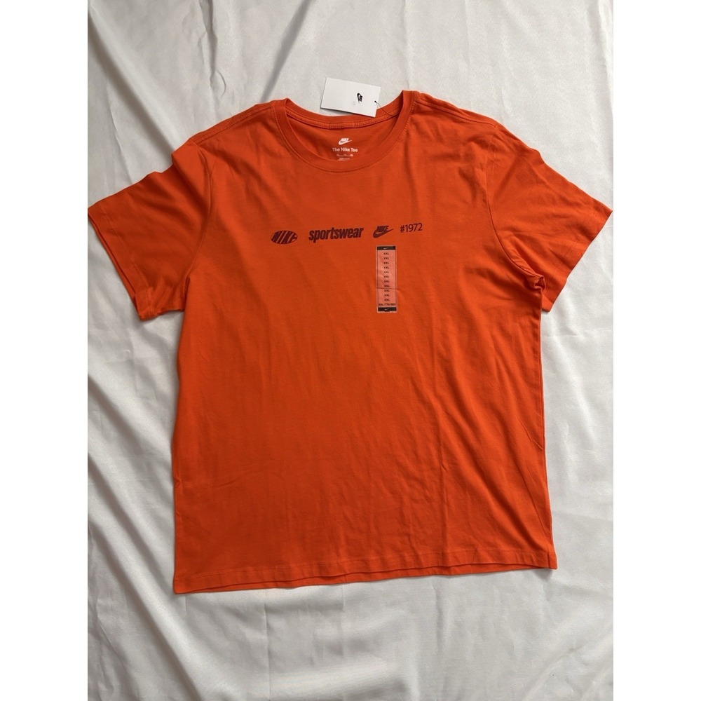 NEW Nike Tee Shirt Short Sleeve Orange Sportswear 100% Cotton Mens Size XXLARGE